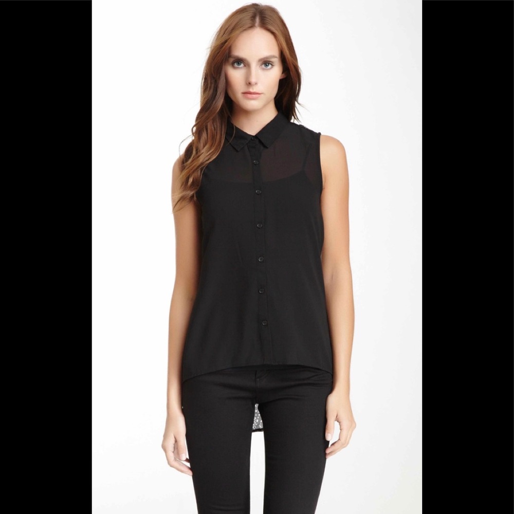 Sleeveless Cutout Black Tank